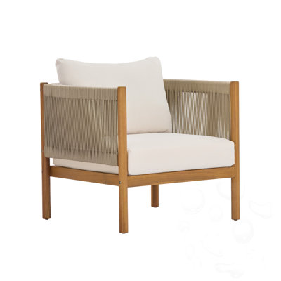 Outdoor Club Chair with Rope and Cushions