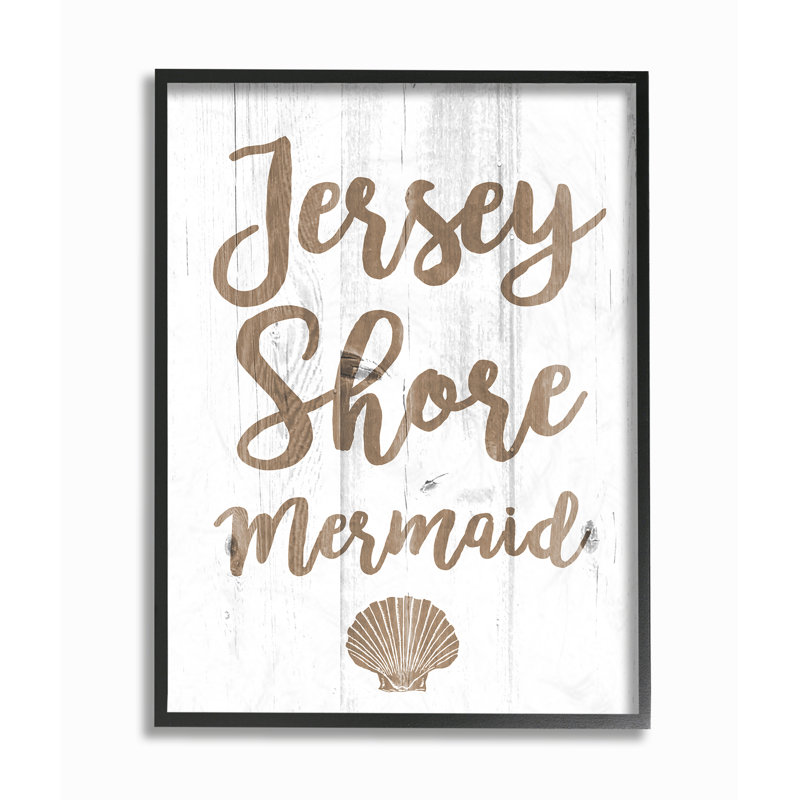 « jersey shore sirène », art textuel, H 14 po x l 11 po, Giclée encadrée noir minuit