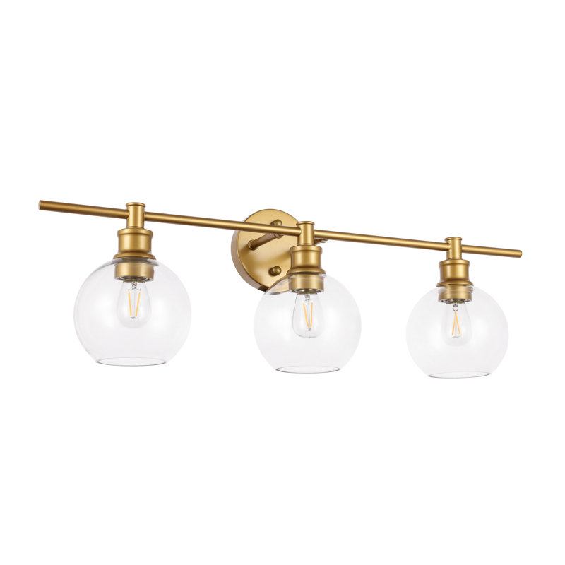 Drinkard Glass Metal Vanity Light, Brass, Clear, 4 Lights