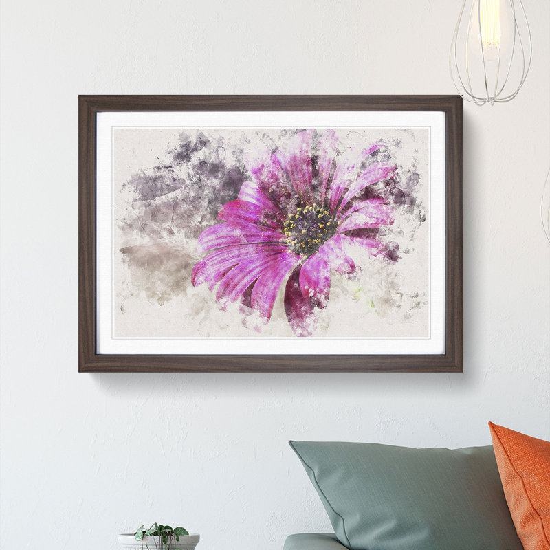 Purple Daisy - Framed Print, Walnut Framed, 62cm H x 87cm W x 2cm D