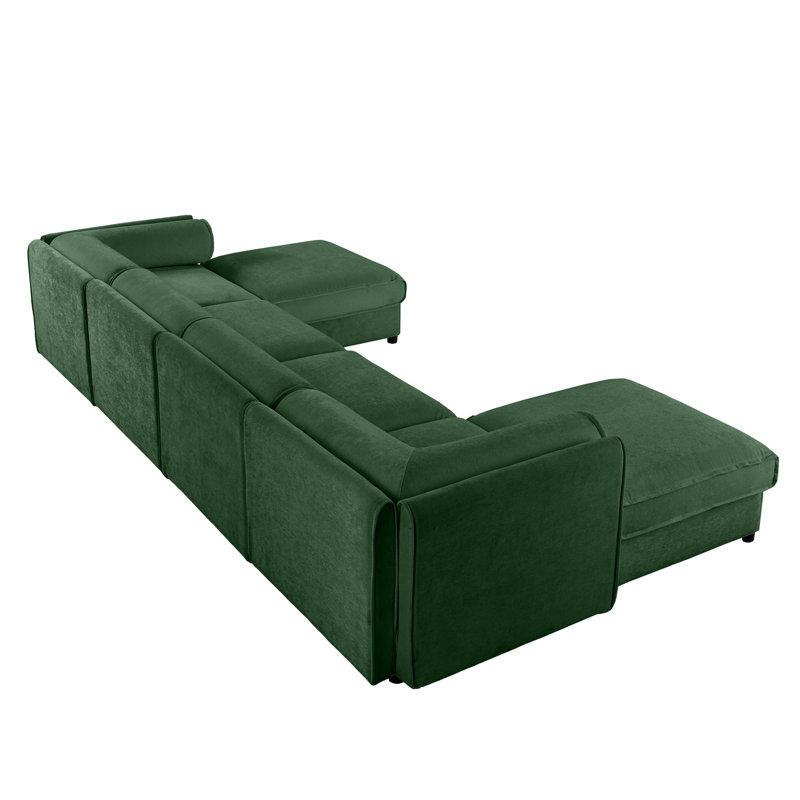 Canapé modulaire en U avec rangement en chenille douce, siège profond, conception cylindrique ergonomique, structure d'optimisation de l'espace,