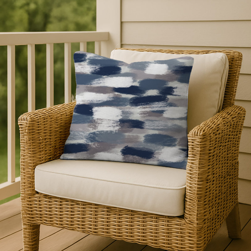 Abstract Outdoor Reversible Throw Pillow, Blue