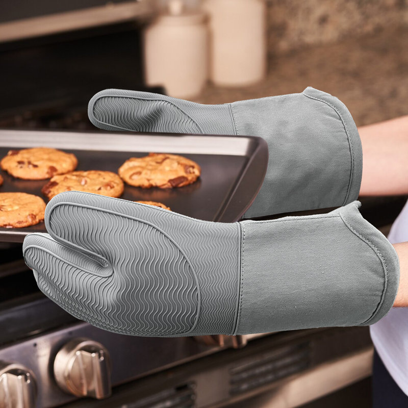 FabStyles Cotton Oven Mitt Set, Gray