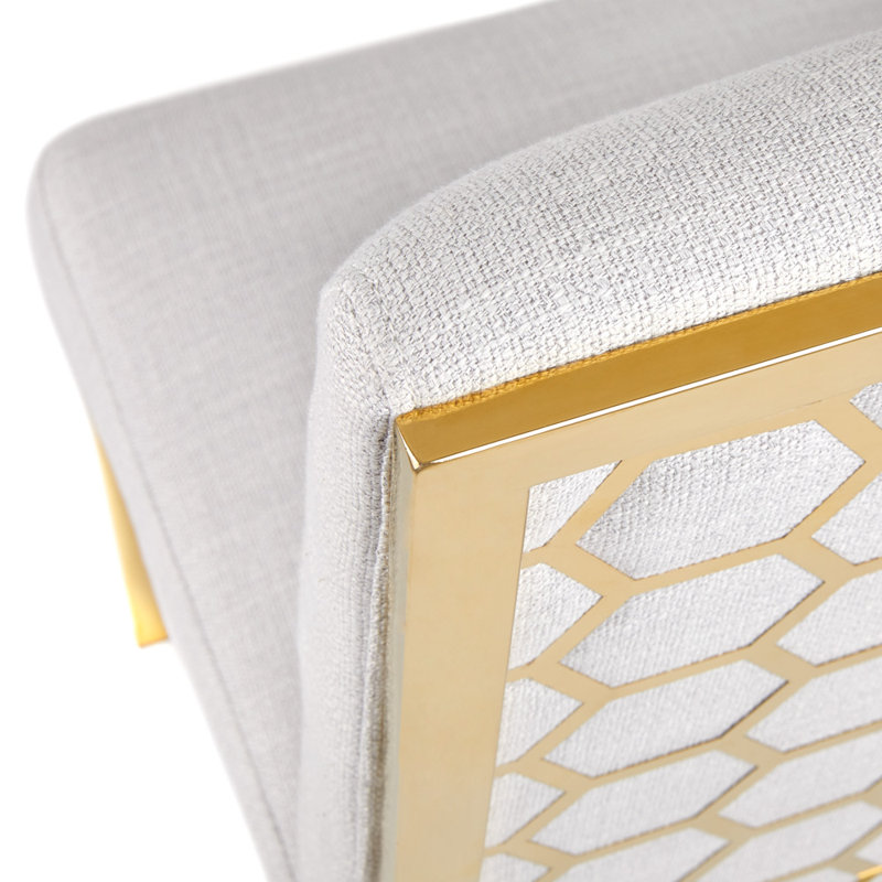 Chaise de salle à manger Coady Misty, Doré, Doré, Gris clair