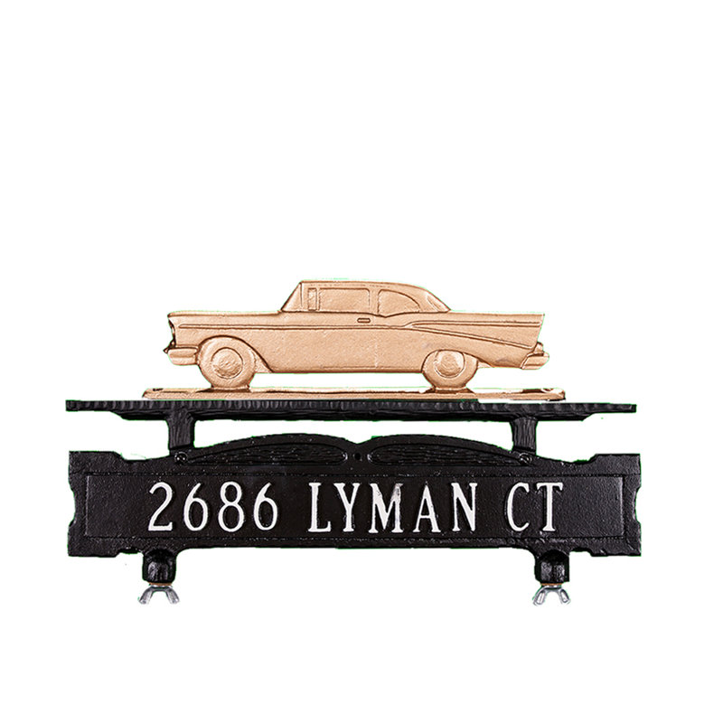 1-Line Mailbox Sign, Yes, Gold Bronze