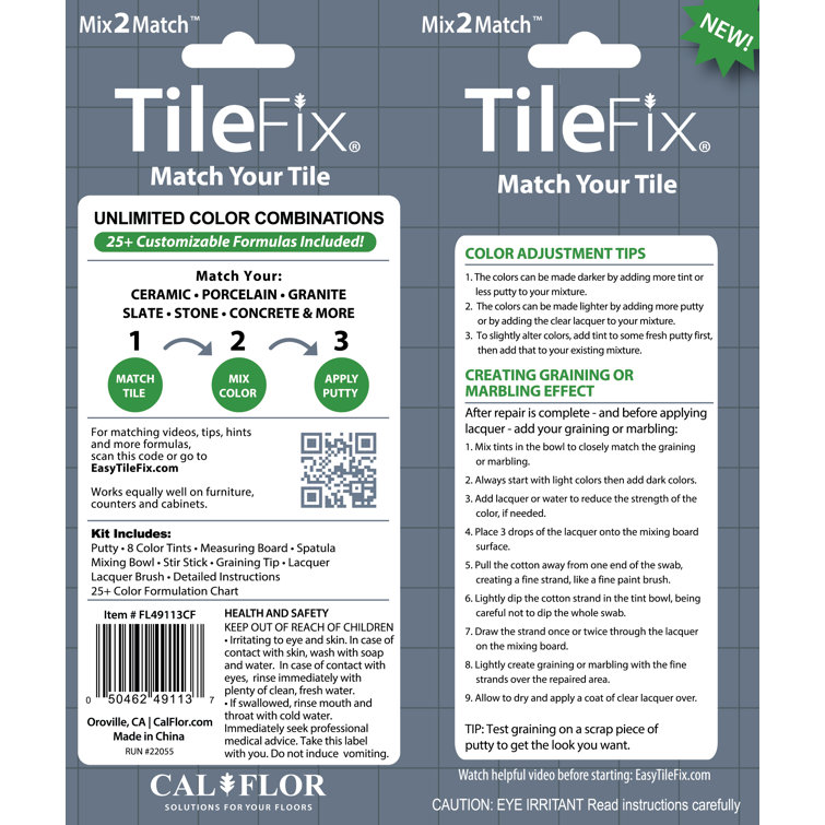Cal-Flor FL49113CF TileFix Mix2Match Tile & Stone Repair Kit