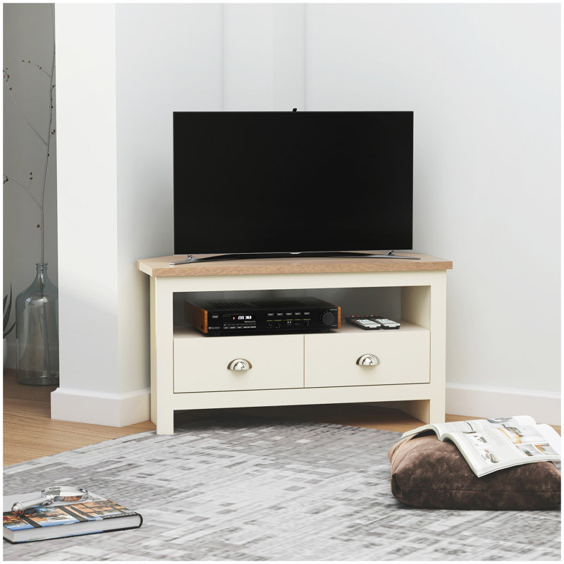 Meuble télé d'angle avec tiroir et compartiment de rangement ouvert pour salon HOMcom