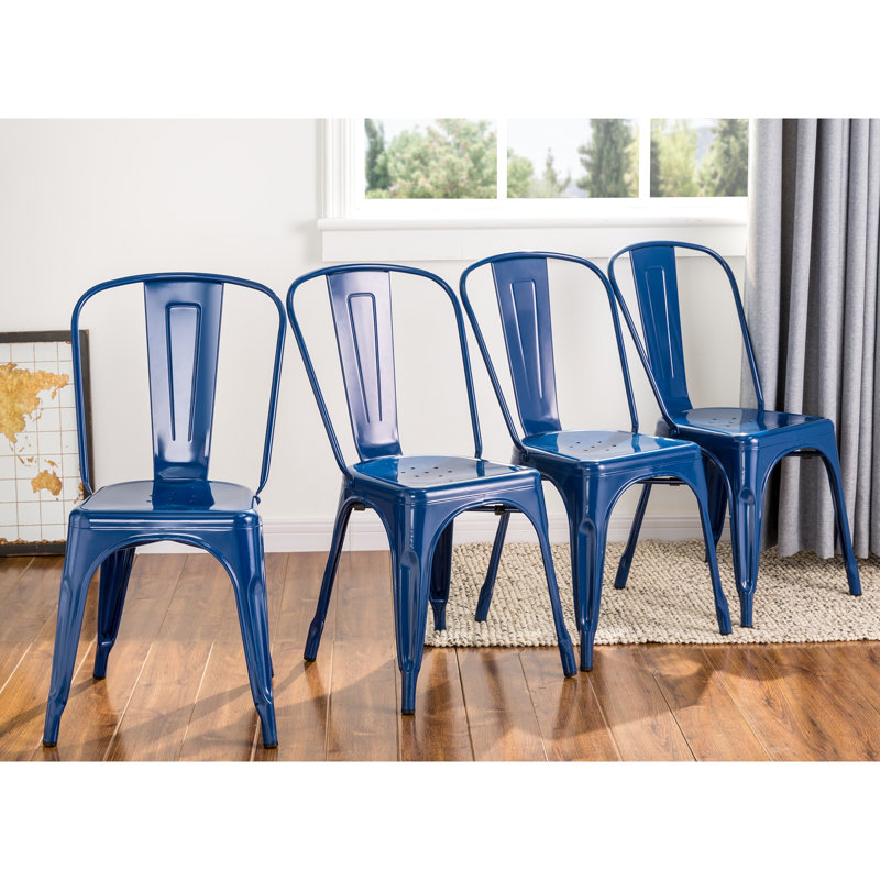 Chaise de salle à manger Metail, Bleu marine clair