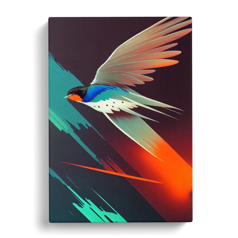 Swallow Cyberpunk - Wrapped Canvas, 60cm H x 40cm W x 3cm D