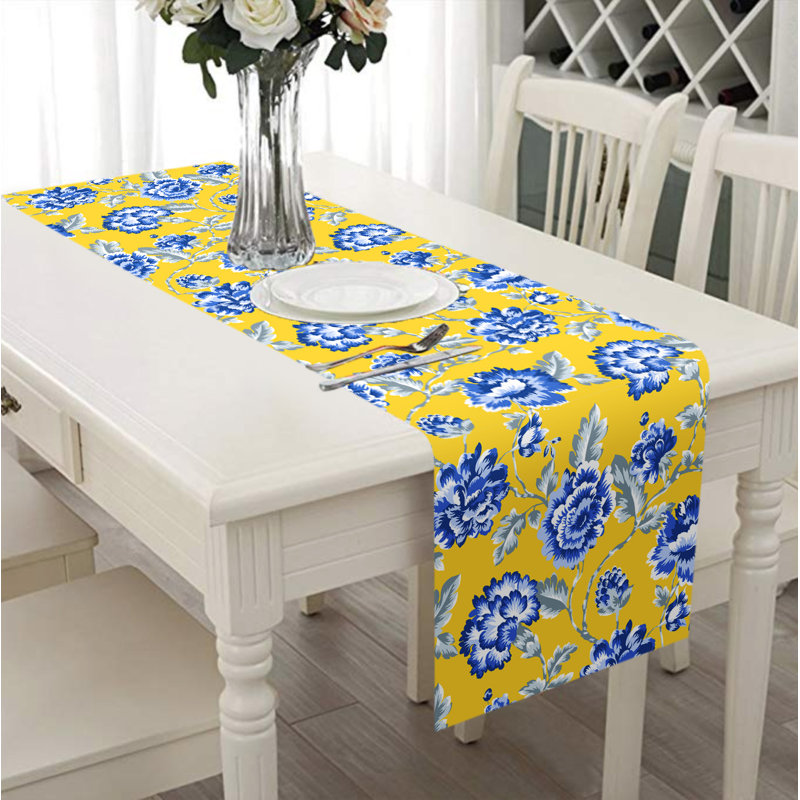 Arpad Printed Table Runner, Yellow/Blue
