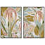 Abstrait botanique tropical, feuille de Monstera, collage coloré, nature sauvage - ensemble de 2 impressions sur toile flottante-84975010-84975008