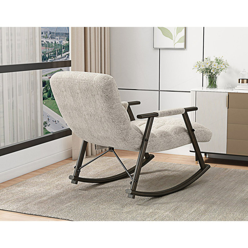 Chaise berçante pliante, chaise berçante rembourrée, Blanc