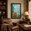 Impression sur toile bleue et dorée-1488538591