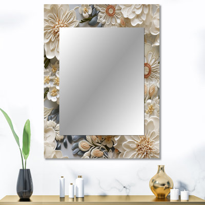 Yunfei - voile de dentelle florale rétro blanc - décor de miroir mural floral unique