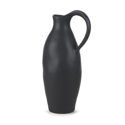 15" Black Ceramic Bud Jug Vase