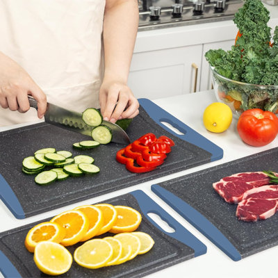 Très grandes planches à découper, planches à découper en plastique pour la cuisine (ensemble de 3) Ensemble de planches à découper