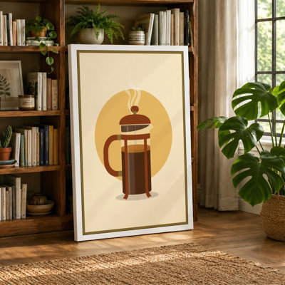 French Press Ritual Mid-Century - Wrapped Canvas