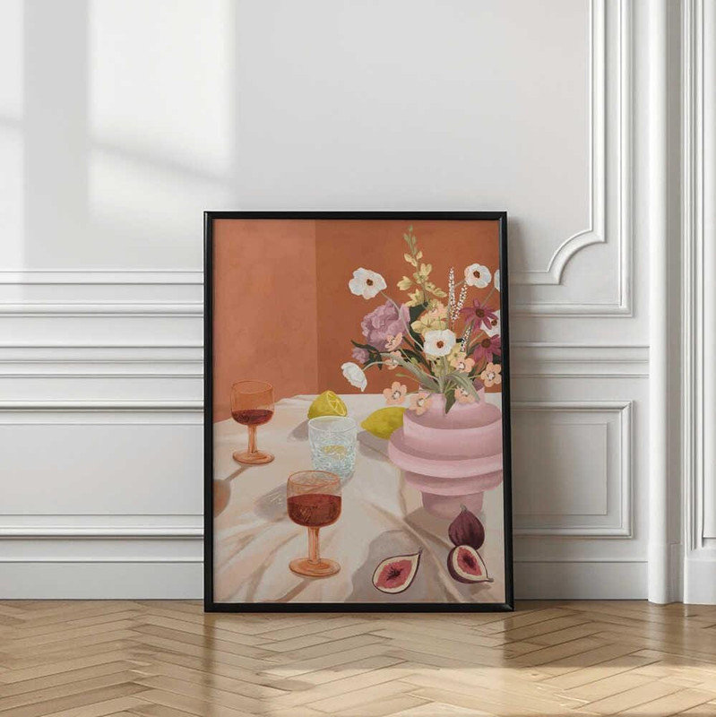 Été d'été, reproduction d'art: aquarelle, options encadrées, H 36 po x l 48 po, Noir, Noir, Ne s’applique pas