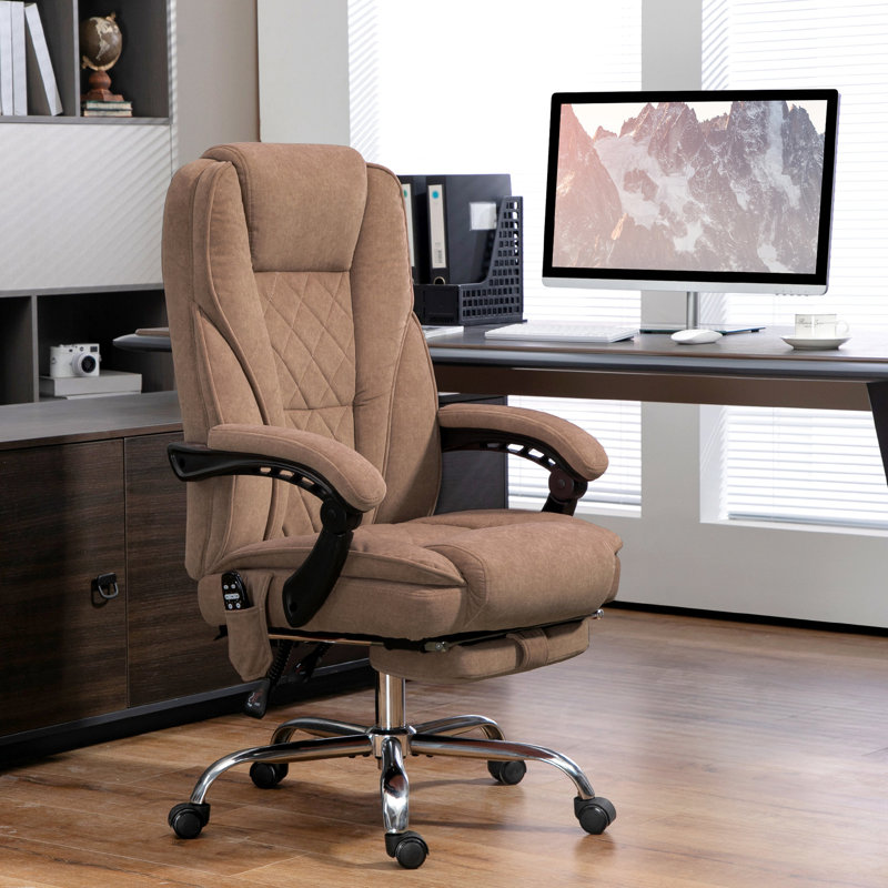 Fauteuil de bureau massant, brun, avec repose-pieds, chauffant et réglable en hauteur, réglable en hauteur pour 6 personnes