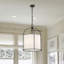 Modern 18 In. 3-light Drum Chandelier With Fabrics Shade,matte Black Cage Shaded Pendant Light Hanging Lamp Fixture