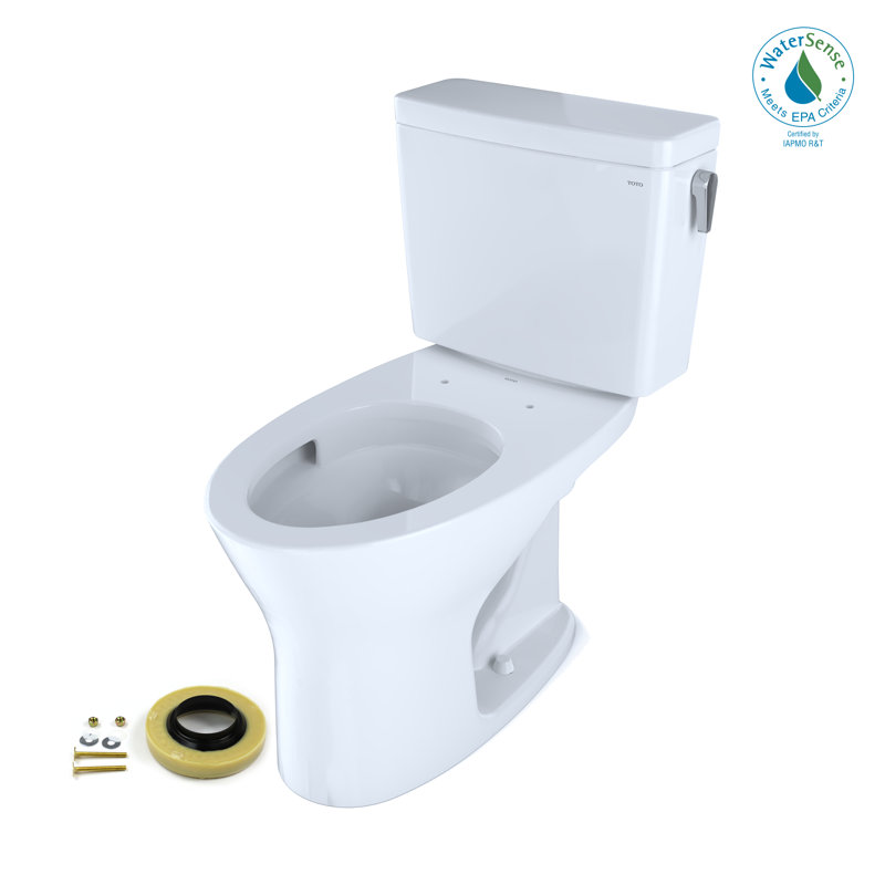 Drake® Two-Piece Elongated Dual Flush 1.0 and 0.8 GPF Dynamax Tornado Flush® Toilet with Cefiontect® and Right-Hand Trip Lever with Wax Ring and Toilet Mounting Bolts (Seat Not Included)