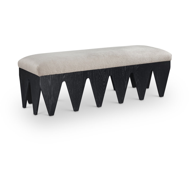 Banc en tissu Altair, Tissu de fourrure velours beige / finition noire