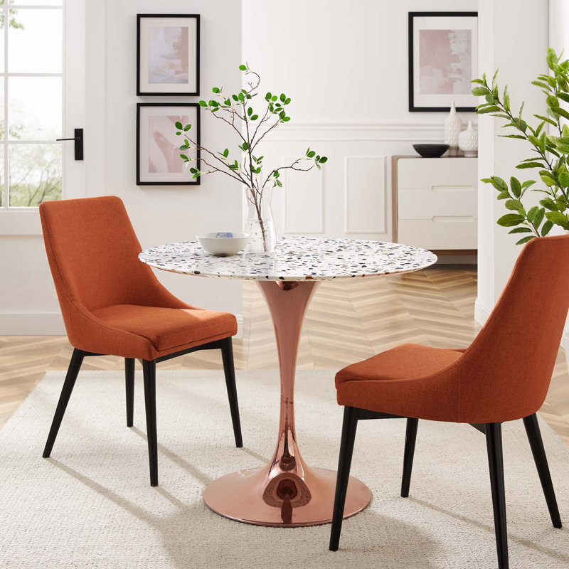 Table de salle à manger Lippa, L 35,5 po x L 35,5 po, 28,5 po de hauteur, Or rose