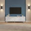 Console multimédia Grace-Arch avec portes réglables et pieds en bois massif, convient aux téléviseurs de 78 po ou moins - ivoire-434961281