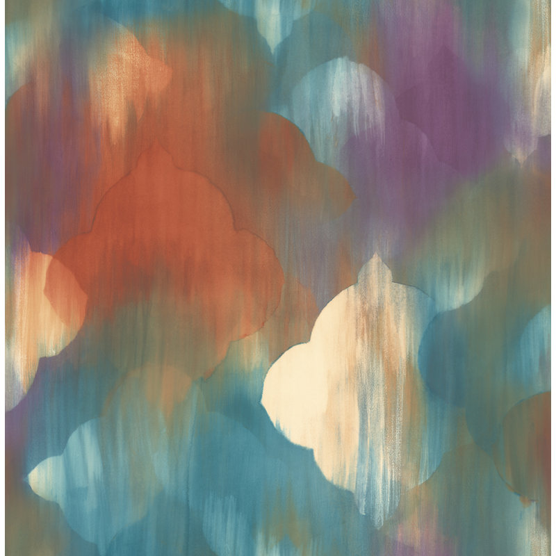Rouleau de papier peint l 33 pi x l 20,5 po arc-en-ciel Lilliana, Or métallique / rouge / bleu