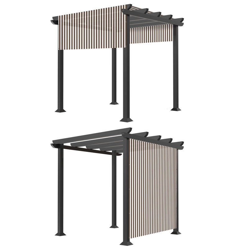 Pavillon de jardin de patio, Rayures brunes et blanches, 8 pi x 10 pi