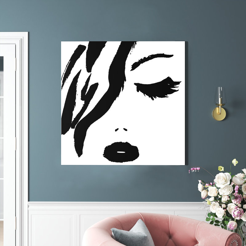 «All Black Rouge à lèvres», reproduction, H 42 po x l 42 po, Impression encadrée, White Flat