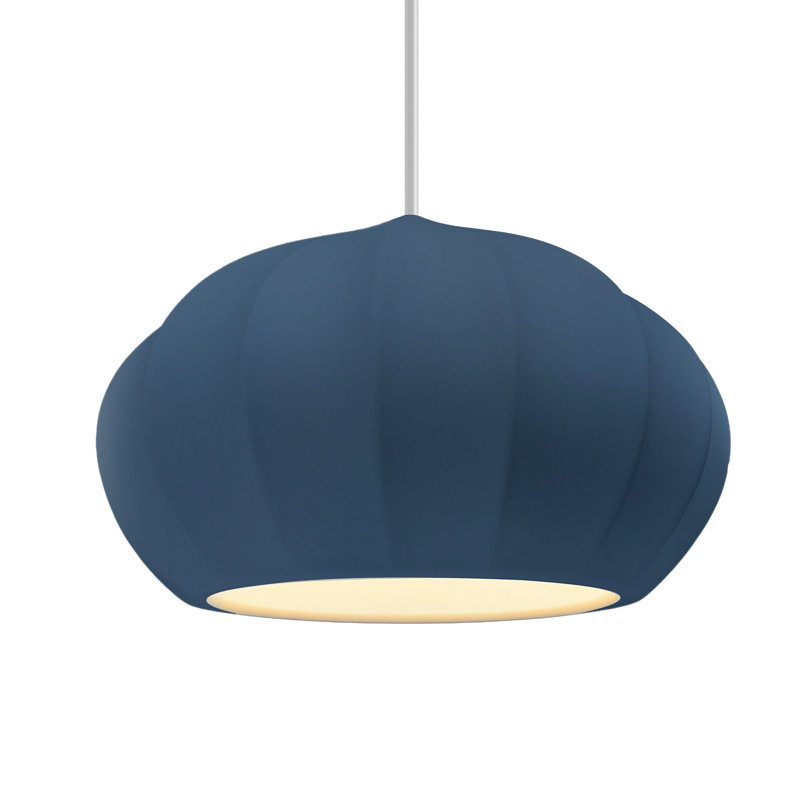Radiance - Luminaire suspendu ovale cannelé 1 lumière - Ciel de minuit avec intérieur blanc mat - Laiton antique - DEL dédiée - Cordon blanc