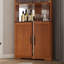 Armoire de rangement d'angle de 70,86 po de hauteur avec portes en verre et dossier en miroir-130670312