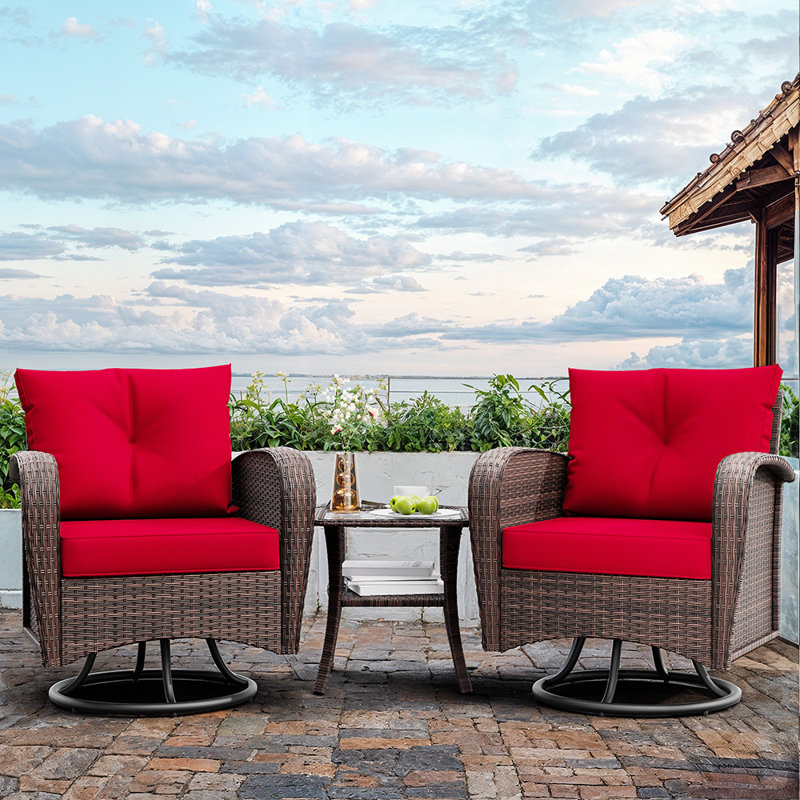 2-Person Square Outdoor Set With Cushions, Red