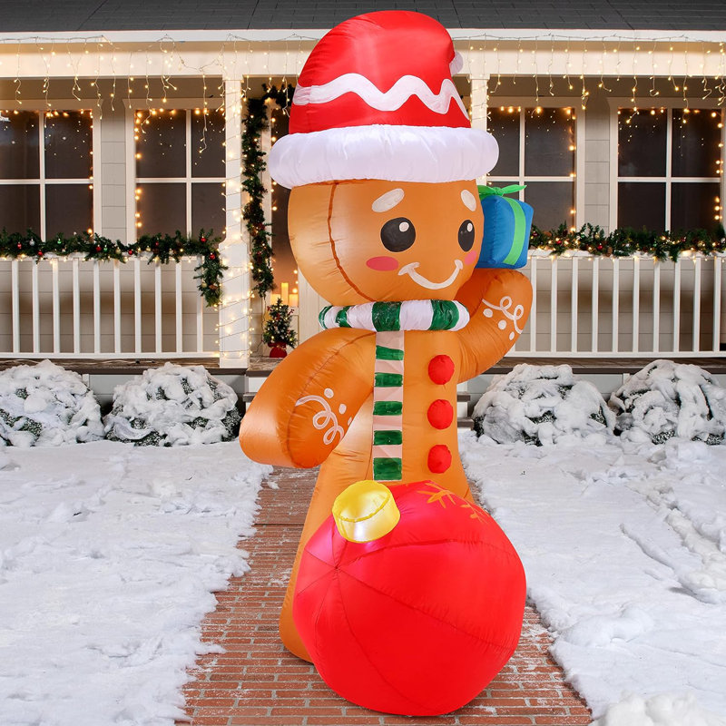 8 FT Christmas Inflatable Gingerbread Outdoor Decorations