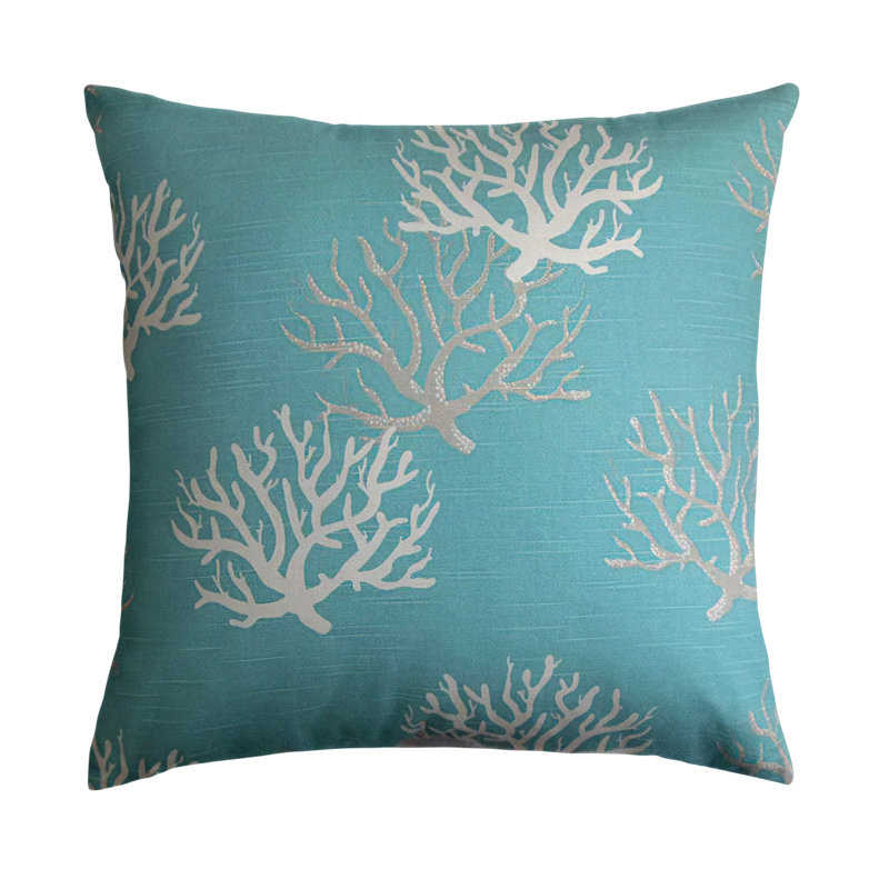  Housse et insert de coussin carré en coton, Bleu turquoise, H 24 po x l 24 po