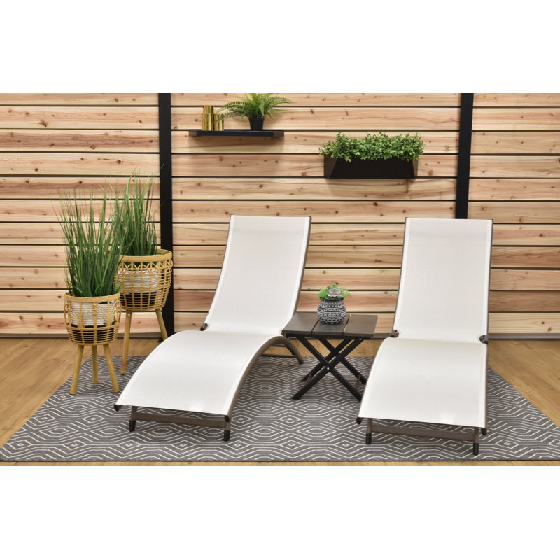 Bontang Sun Lounger Set with Loungers and Table, Pearl