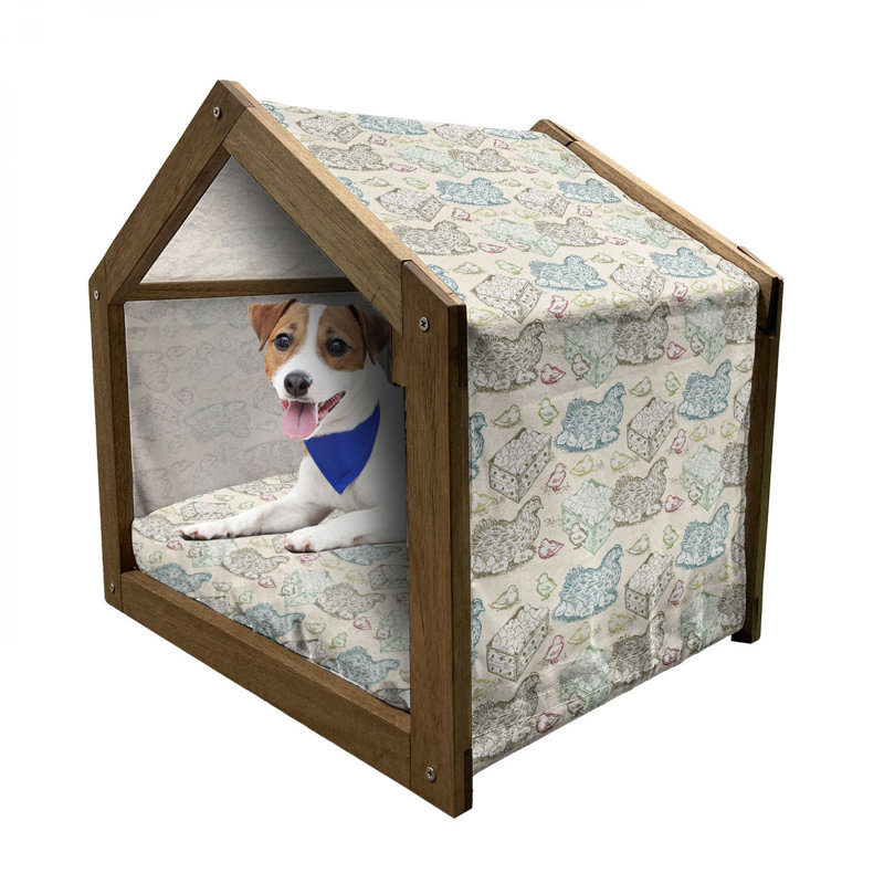 Niche pour chien en bois gris, H 25,59 po x l 29,53 po x P 21,65 po