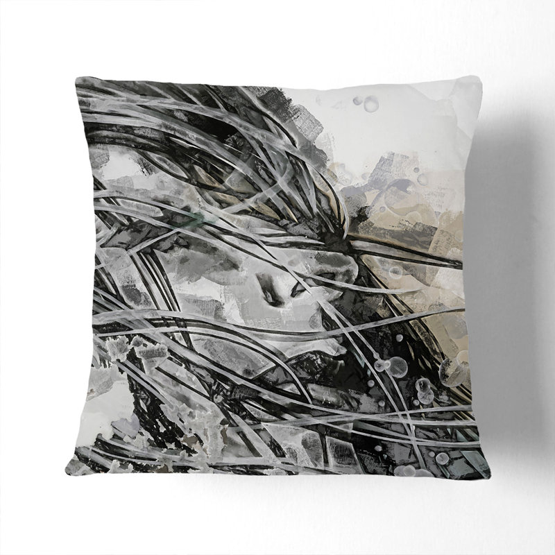 Square Throw Cushion, Black, 55cm H x 55cm W x 20cm D