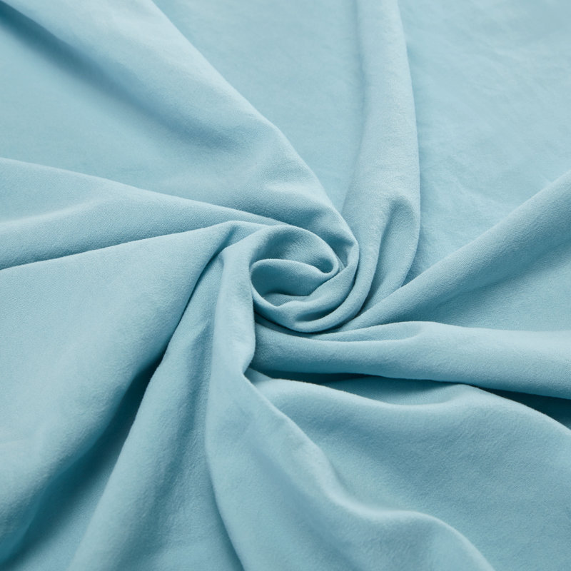 Ensemble de housse de couette en microfibre Trona, Housse de couette double / grand + 2 taies décora, Bleu délavé