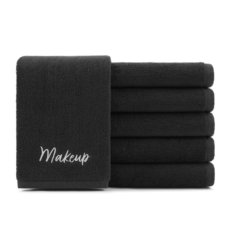 Host & Home Cotton Makeup Towel (13x13) Black (6/Pack)