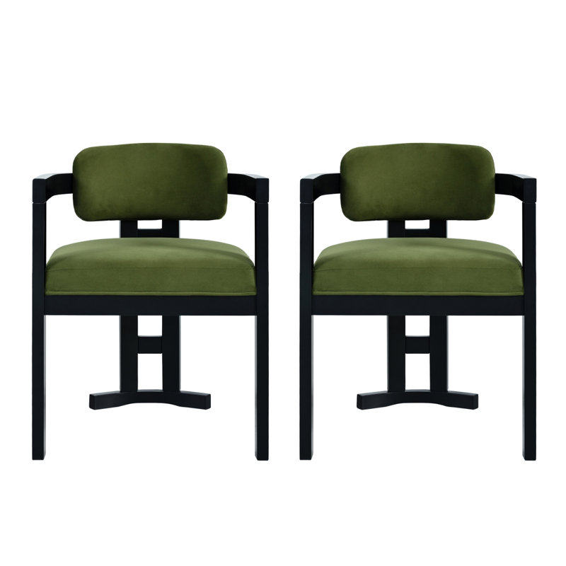 Chaise de salle à manger intérieure en bois rembourrée (ensemble de 2), Vert