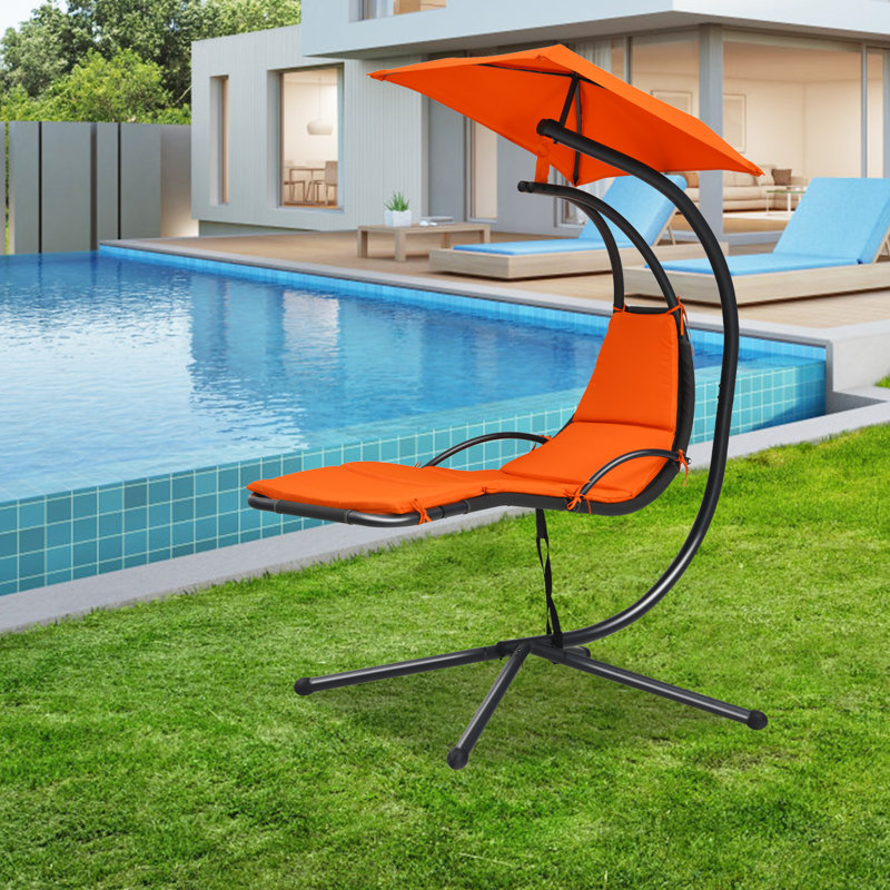 Mirasol Outdoor Steel Single chaise with Cushions, Orange