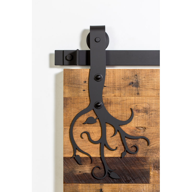 Ensemble de quincaillerie pour porte de grange simple standard Vine Premium, 60 po, Nickel brossé