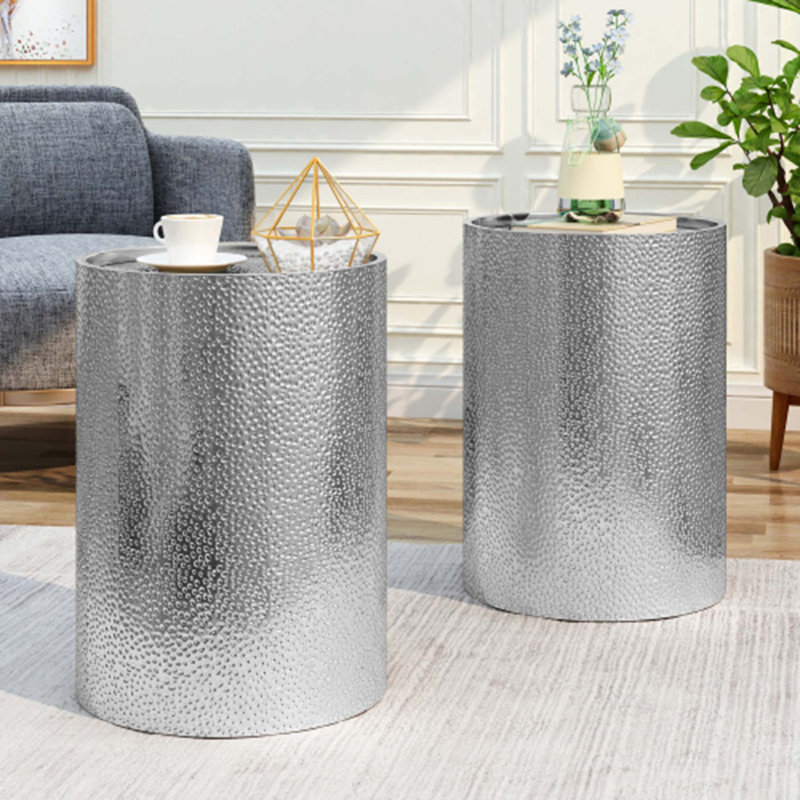 Ensemble de 2 tables d'appoint Modern, Argent