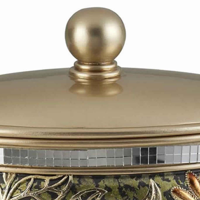 Majestic Gold and Black Floral Jewelry Box with Pedestal