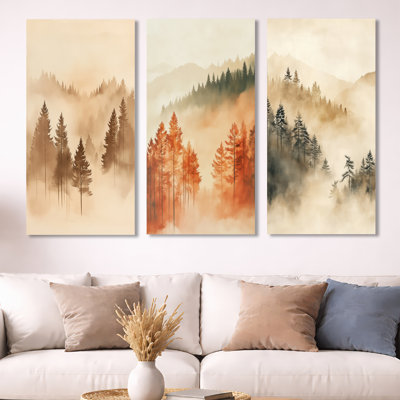 «Sand Forest Veil - Cream Scenic», impression murale 3 panneaux