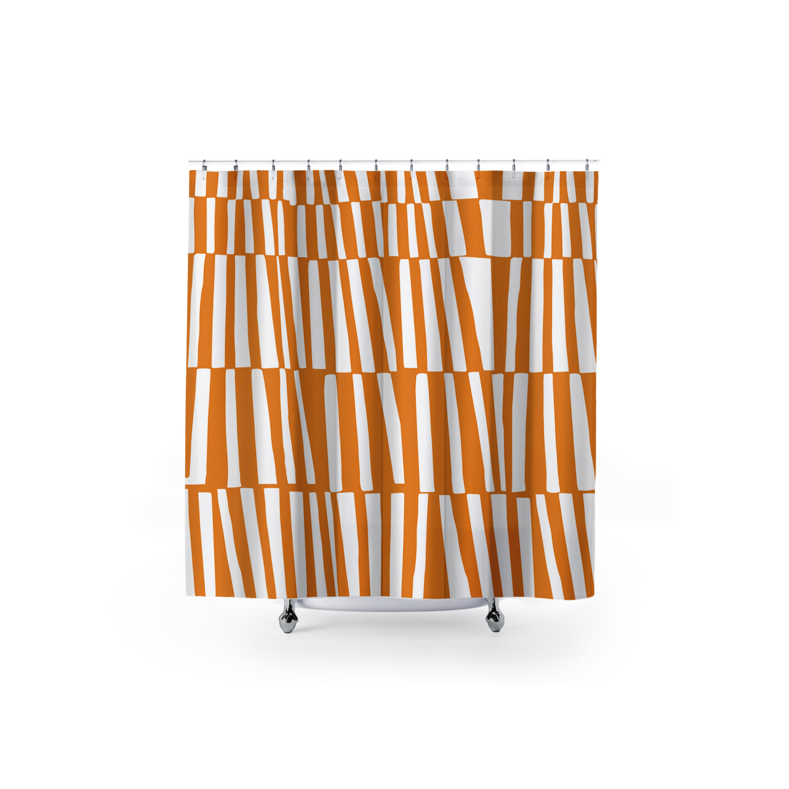Thora Abstract Mid-Century Shower Curtain, Bright Orange