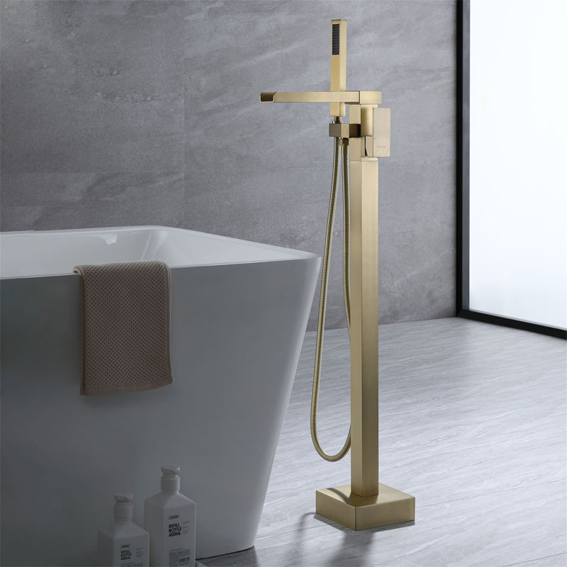 Robinet de baignoire fixé au sol, Or brossé