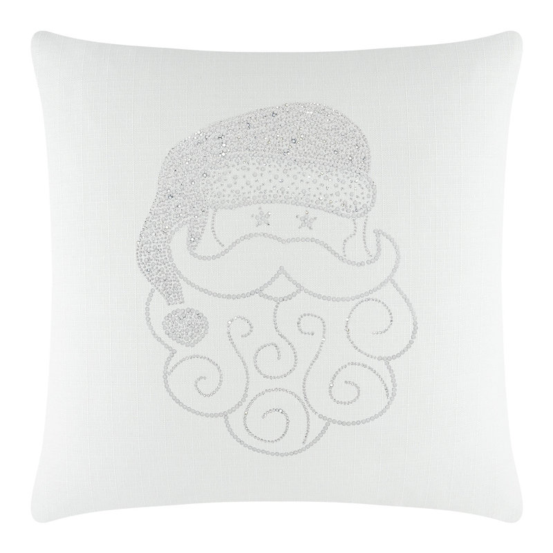 Coussin Sparkles Home Conception de Noël des Fêtes | Insertion de plumes | Lavable à la machine, Carré 16 po, Blanc